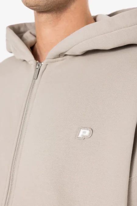 Leono Boxy Sweat Jacket Washed Dark Stone-2