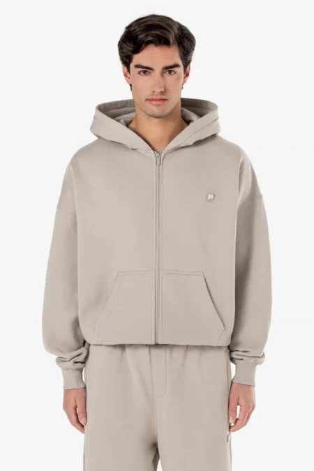 Leono Boxy Sweat Jacket Washed Dark Stone