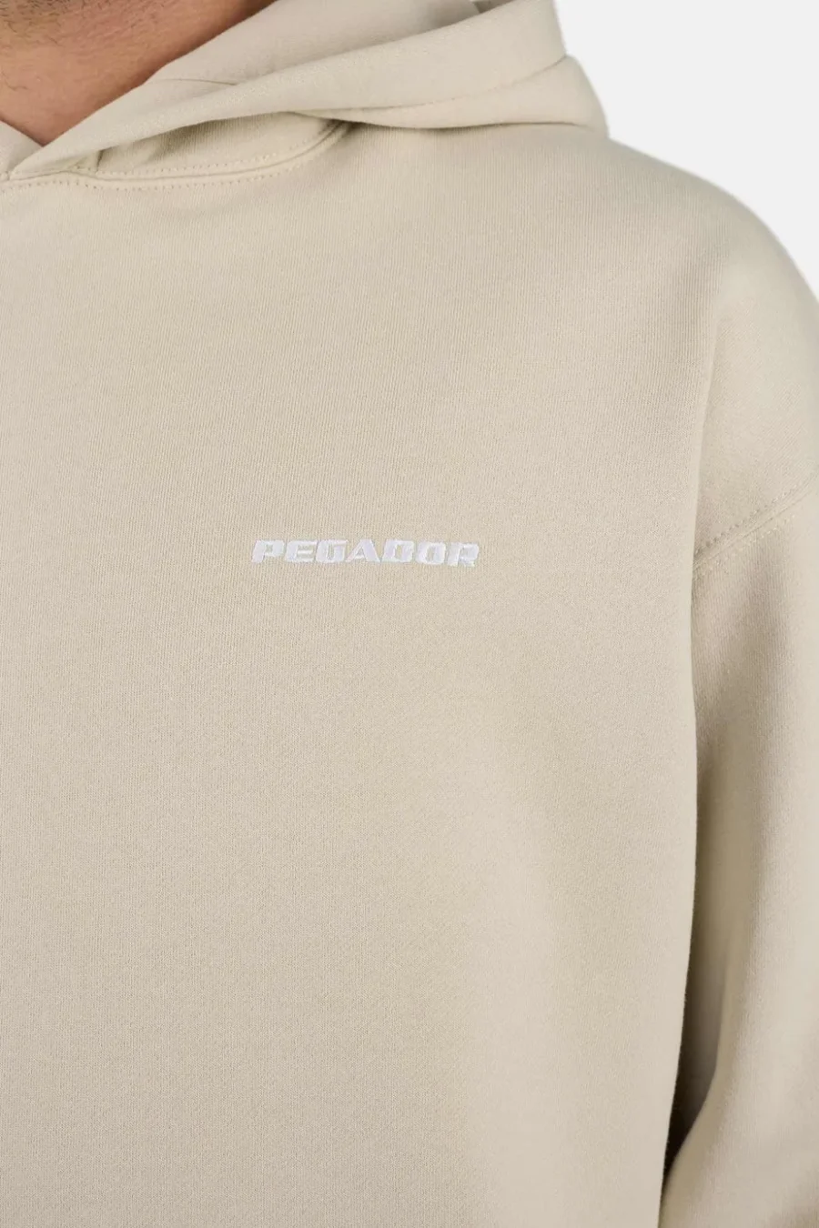 Logo Oversized Hoodie Washed Light Beige White-2