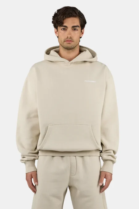 Logo Oversized Hoodie Washed Light Beige White
