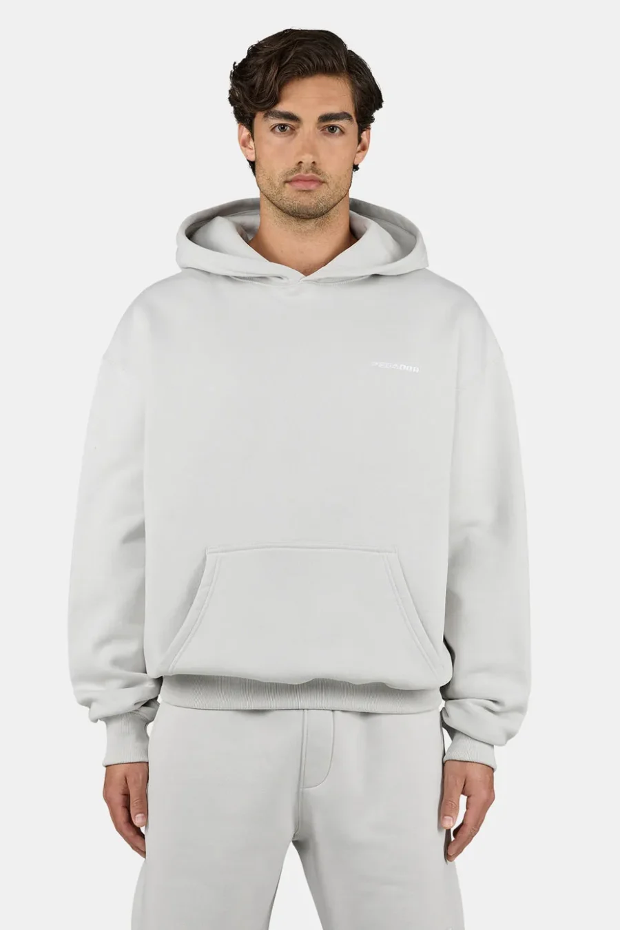 Logo Oversized Hoodie Washed Pure Grey White