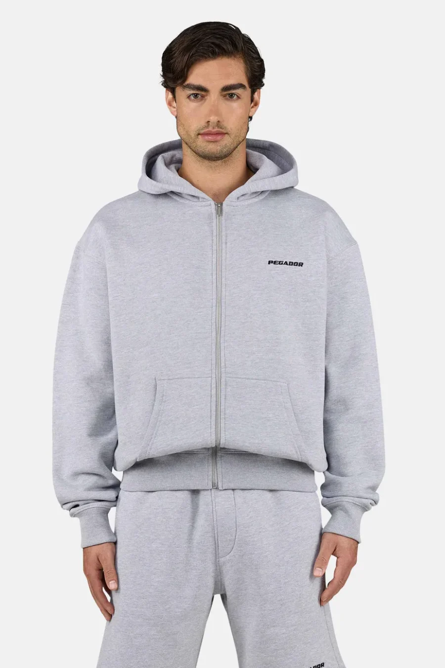 Logo Oversized Sweat Jacket Heather Grey Black