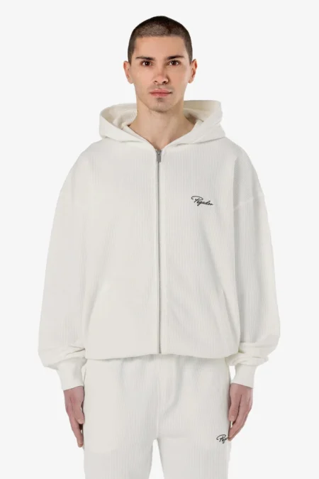 Signar Oversized Rib Jacket Washed Warm White Black