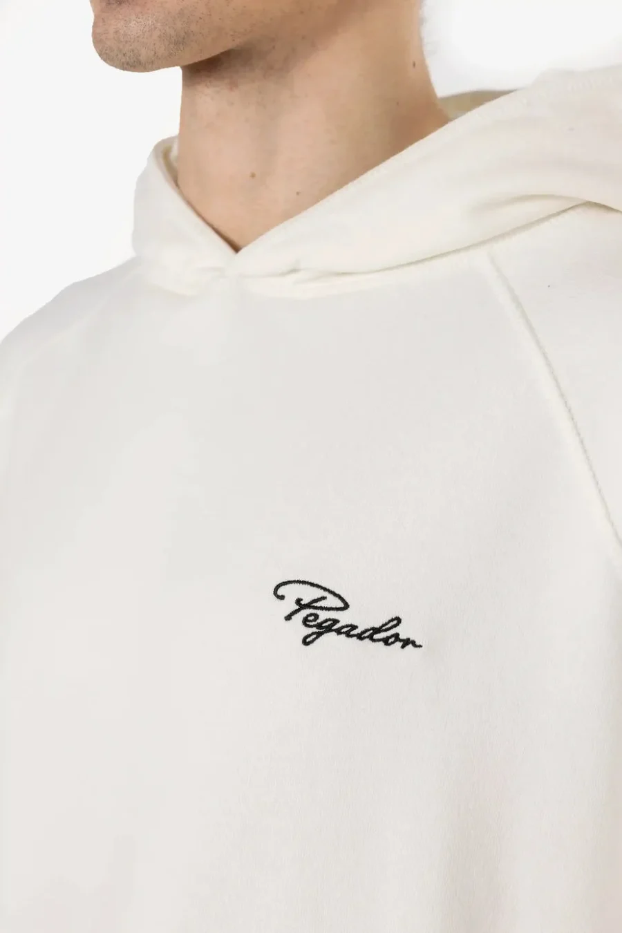 Signar Terry Raglan Hoodie Washed Warm White Black-2